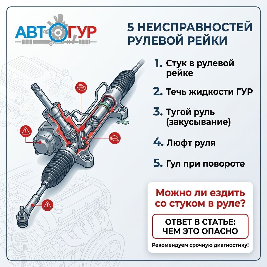 5 неисправностей рулевой рейки. Можно ли ездить со стуком в руле?