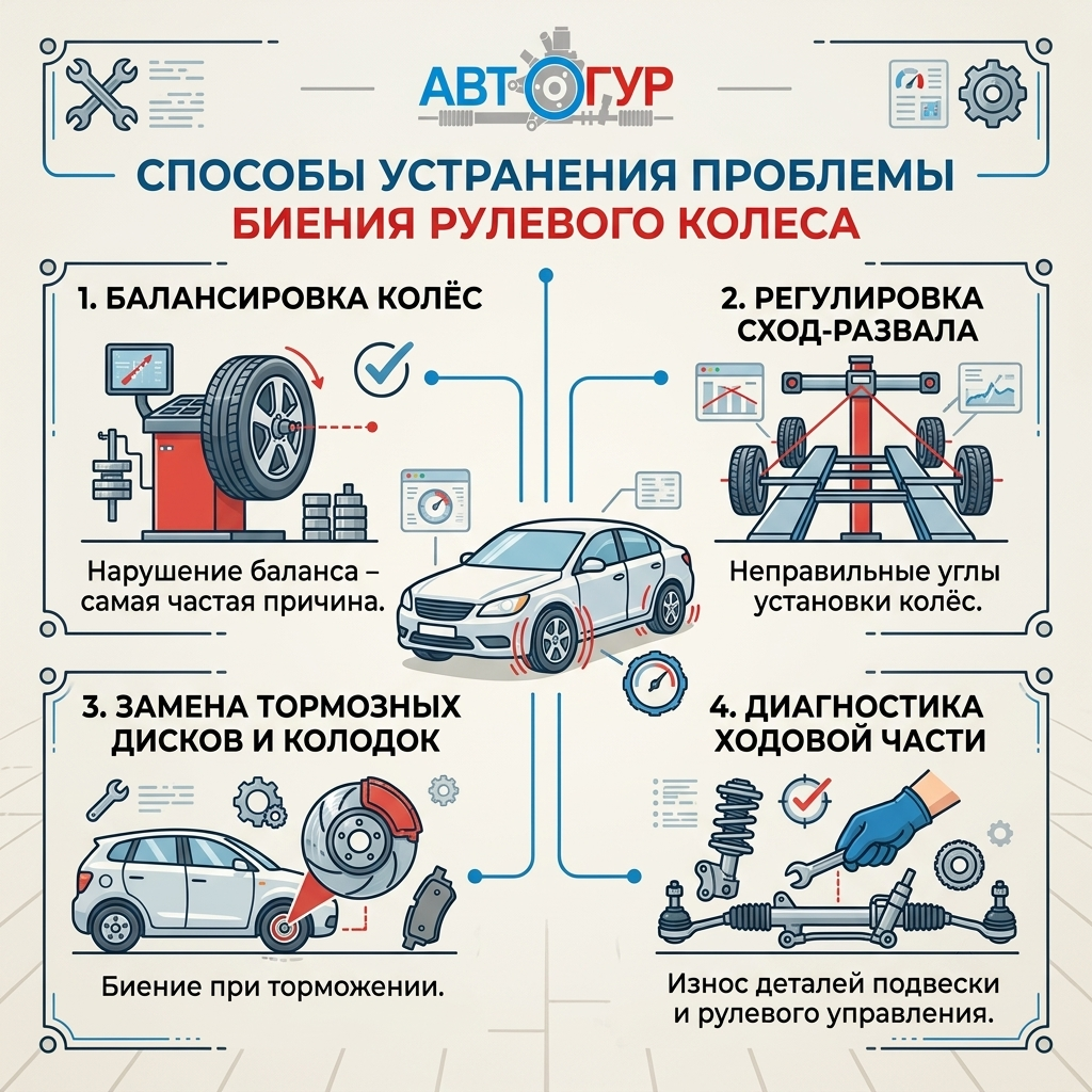 Способы устранения проблемы биения рулевого колеса